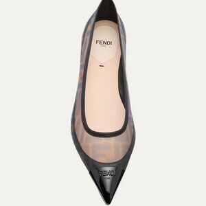NWOB FENDI Colibri FF Mesh Ballerina Flats Tobacco Nero 41.5